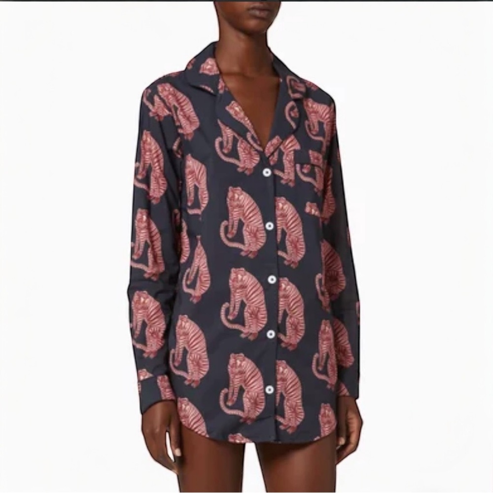 New! DESMOND & DEMPSEY Sansindo Print Pajama Tunic Top Size XL